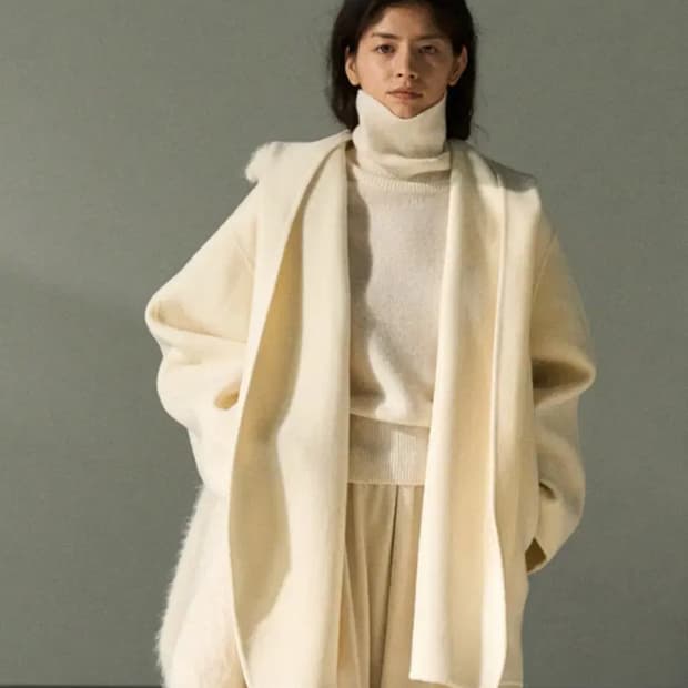 핸드메이드 프리미엄 후드 코트 (아이보리)