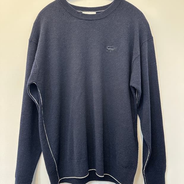90) 라코스테 네이비 울100% 긴팔 니트티