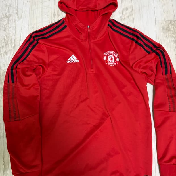 [US M] 아디다스 맨체스터 유나이티드 하프 후드 집