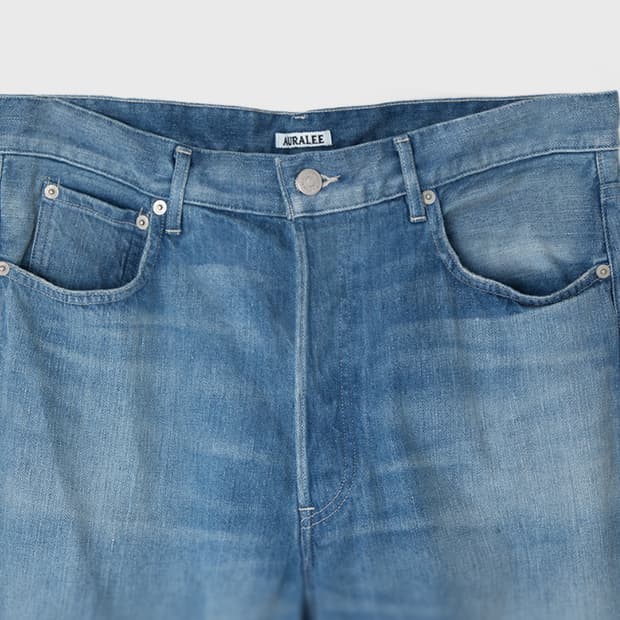 오라리 25ss 셀비지 라이트인디고 와이드 데님팬츠