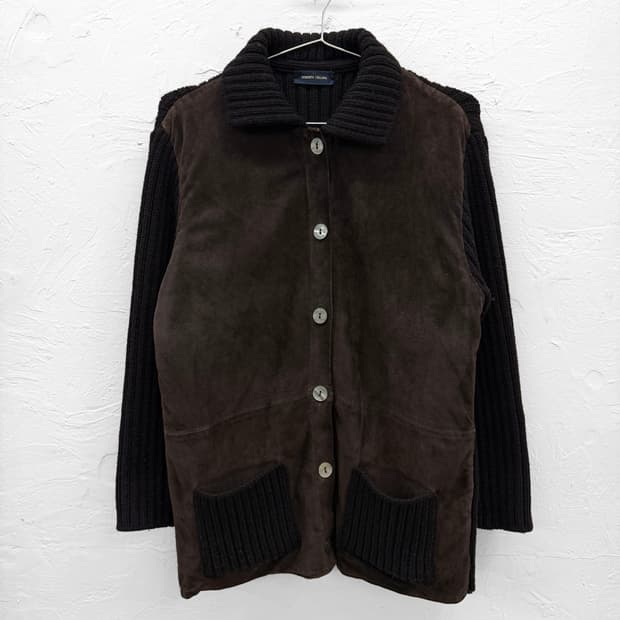 roberto collina 스웨이드 울 니트 가디건