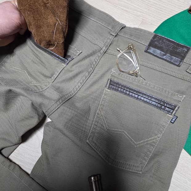 EDWIN JAPAN 체크 팬츠 진 바지 코튼 