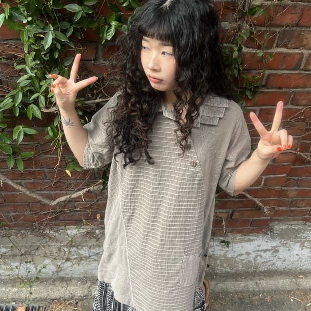 일본 빈티지 패치워크 미디 원피스