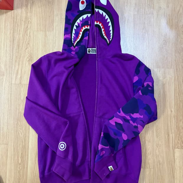 (L)베이프 샤크 후드집업 퍼플