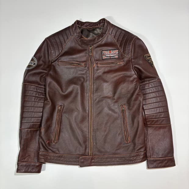 빈티지 브라운 라이더 가죽 자켓