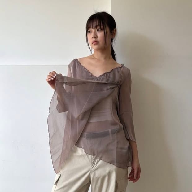 낙원 빈티지 드레이프 뮤트 블라우스 