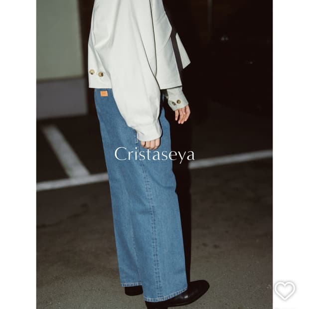 크리스타세야 블리치드 플리티드 데님 트라우저 M