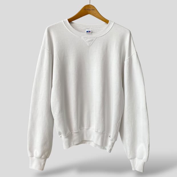 (M)빈티지 러셀 화이트 블랭크 스웨트셔츠 맨투맨