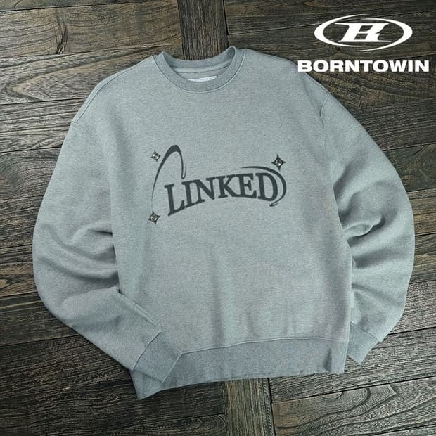 [본투윈] 그래픽 프린팅 오버핏 맨투맨 그레이 M19207