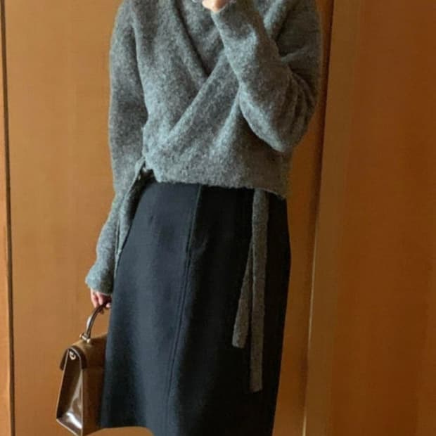 시그니처 파이 가디건 세트 반팔 목폴라 랩가디건