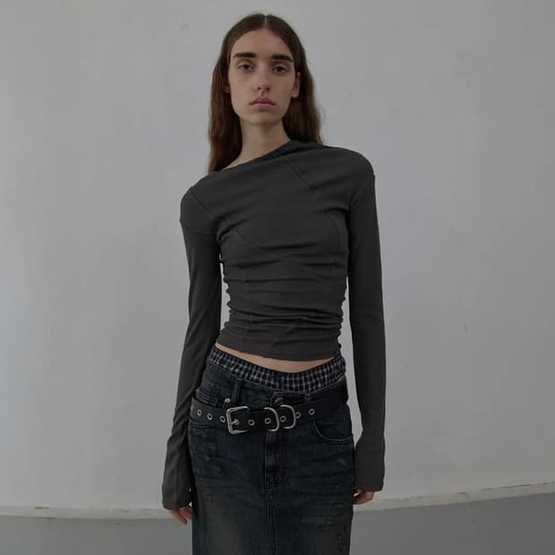 LCDC CURVED LONG SLEEVE TOP (GREY)