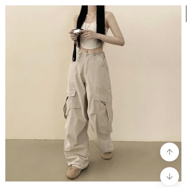 핀턱 로우라이즈 와이드 팬츠 베이지 S