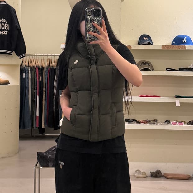 아베크롬비 여성 패딩조끼 카키 U1190