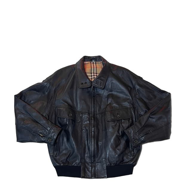 90s Burberry leather jacket