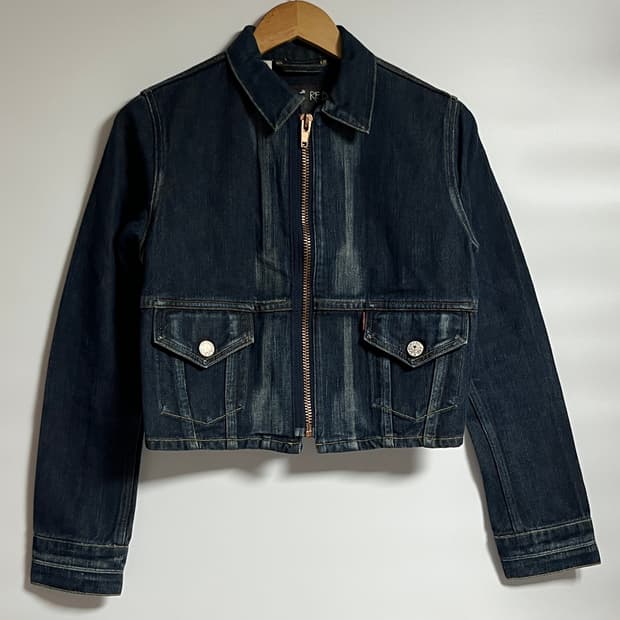 리바이스 블랭크탭 크롭 데님 자켓 청자켓 S-M