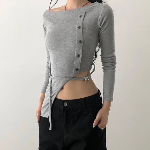 에이블리 사이드 절개 크롭티 판매