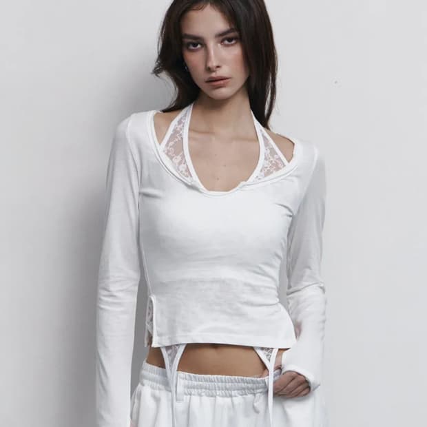 플리즈노팔로우 티아 롱슬리브 아이보리