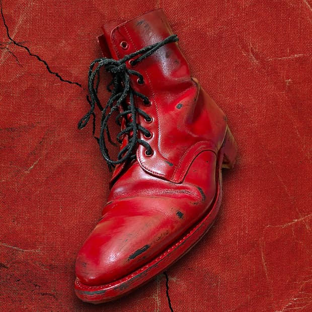 Japanese 90s 레드 풀 페인티드 레이스업 부츠 275