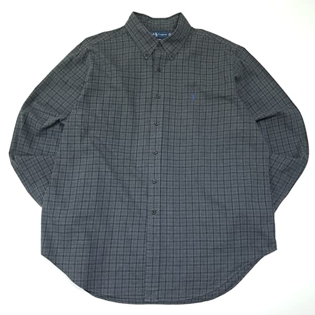 CL875 2XL 폴로 90s 스모크그레이 클래식 체크 셔츠 남방