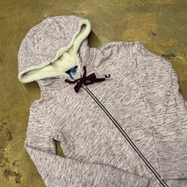 아디다스 연보라 퍼플 양털 백로고 빅로고 후드집업 90