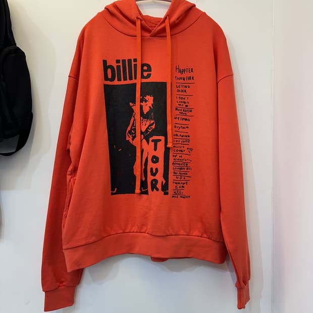 Billie eliish 오렌지 프린팅 후드티