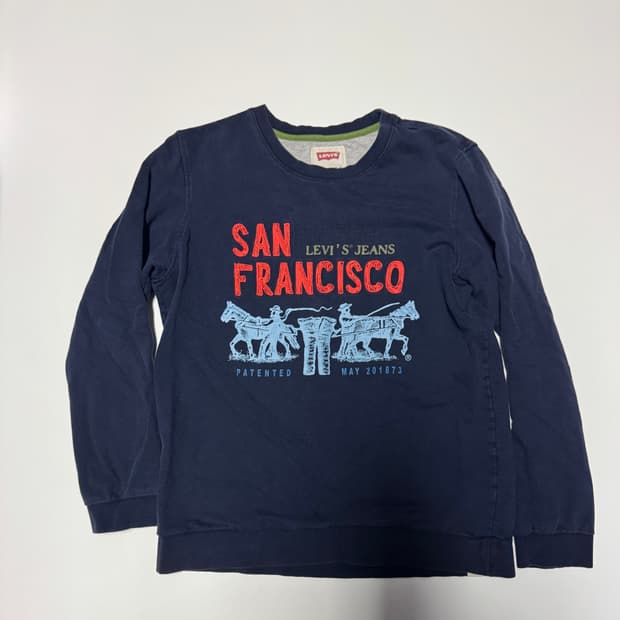 여성 리바이스 스펠로고 빈티지 긴팔 티셔츠 S 네이비 키즈