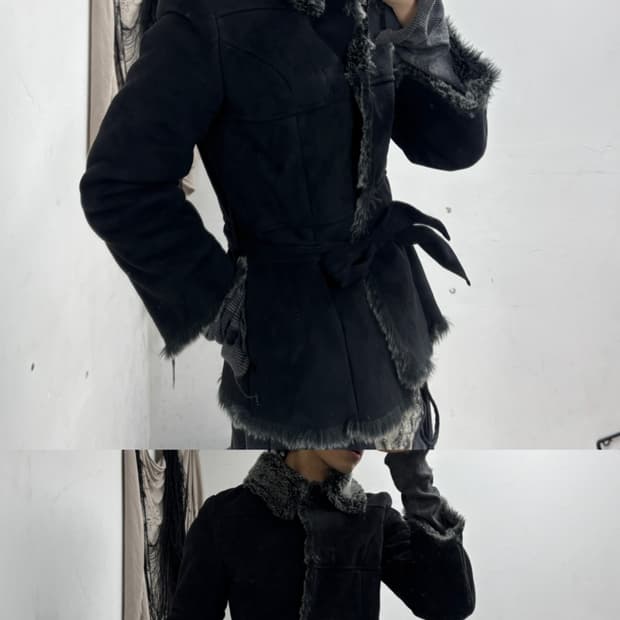 [DEUX]VKEI mood Grey Fur Trimming Jacket
