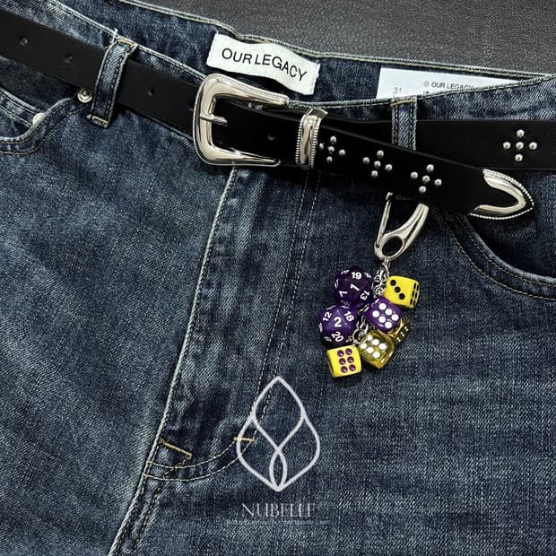 🌗 Cross tiny stud belt / 크로스 스터드 가죽 벨트