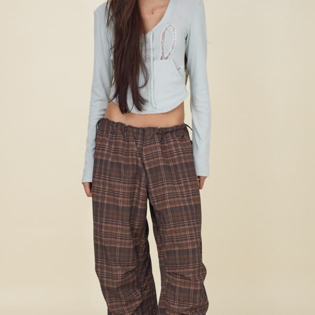 글로니 체크 트랙팬츠