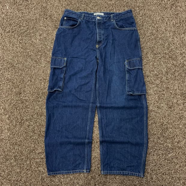 36 자라 카고 버튼플라이 데님 팬츠