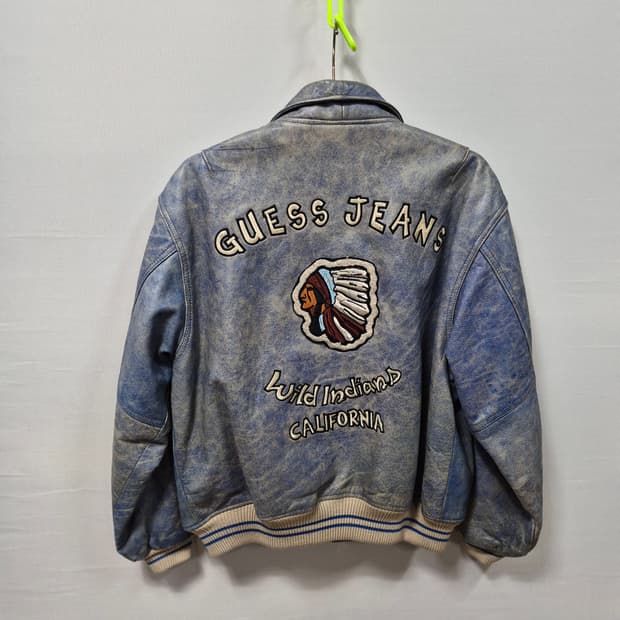 게스 90s 빈티지 인디언 레더 바시티 자켓 남성L