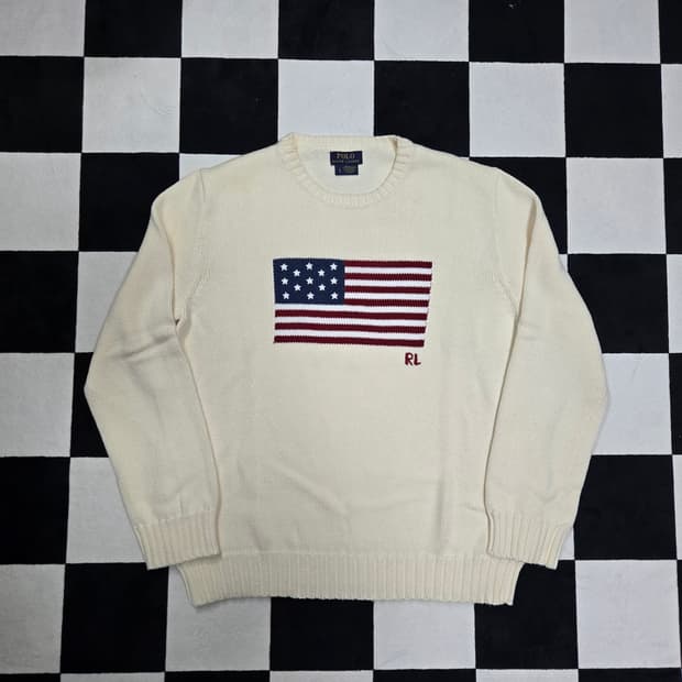 M 폴로랄프로렌 성조기니트 크림 made in usa