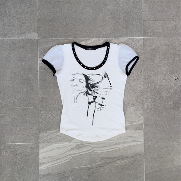 GGPX glitter girl printed puff half t