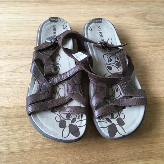 [직수입] 빈티지 merrell 레더 샌들 브라운 230-235