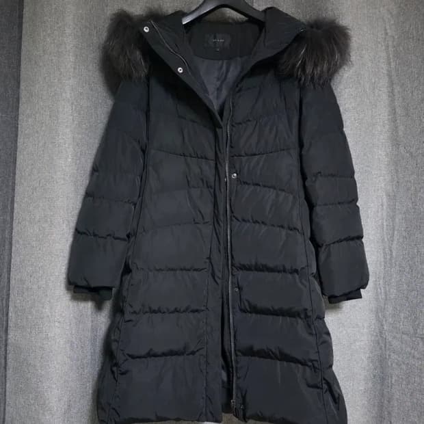 온앤온 너구리퍼 덕다운 롱패딩