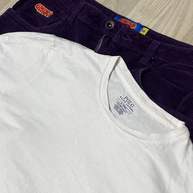 POLO 랄프로렌 흰색 티셔츠 + 엠파이어코듀로이 베기팬츠