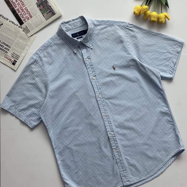 Polo 폴로랄프로렌 QR 체크 반팔 셔츠