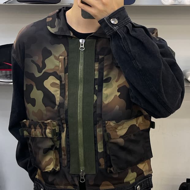 앤더슨벨 카모플라쥬 집 데님 자켓
