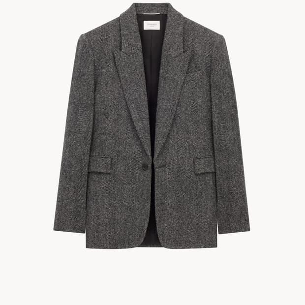 [보넥도 착용] 생로랑 25AW 오버사이즈 브러시드 해링본 자켓