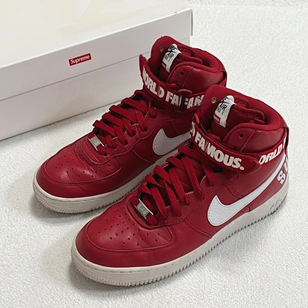 나이키 x 슈프림 에어포스1 하이 월드 페이머스 레드