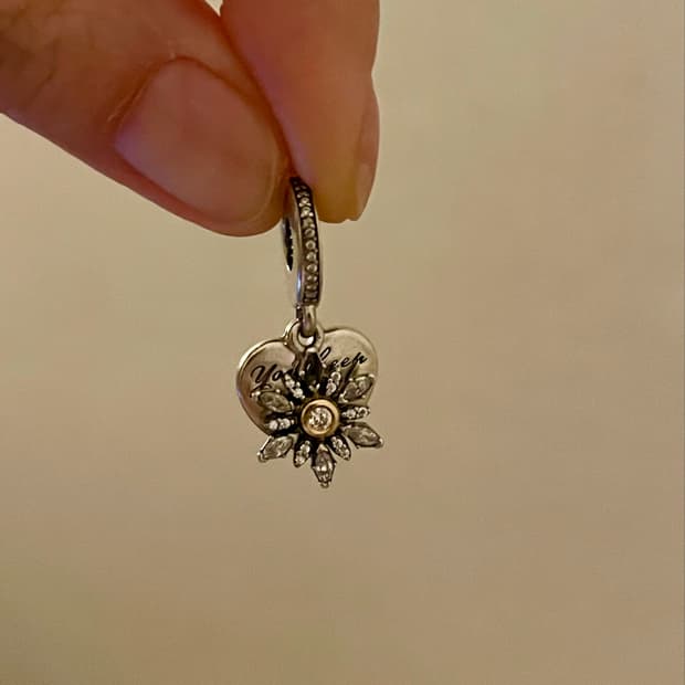판도라 Pandora 단종 투톤 14K 눈꽃 하트 댕글 참