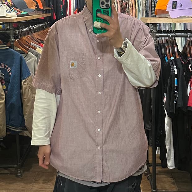 [HI] 칼하트 반팔 셔츠 핑크그레이