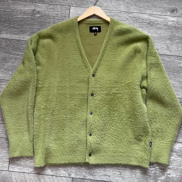 스투시 쉐기 가디건 라임