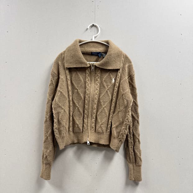 여성 M / 폴로랄프로렌 케이블 니트 가디건 투웨이 집업 브라운