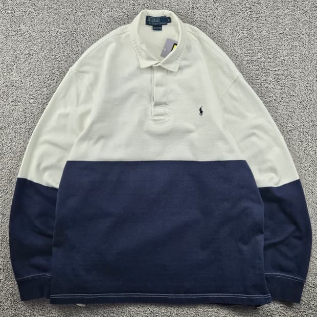 폴로랄프로렌 투톤 컬러블록 럭비 티셔츠 ( L ) / 11612