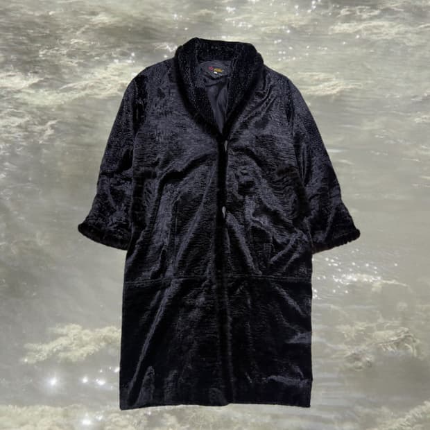 빈티지 글리터 블랙 롱코트