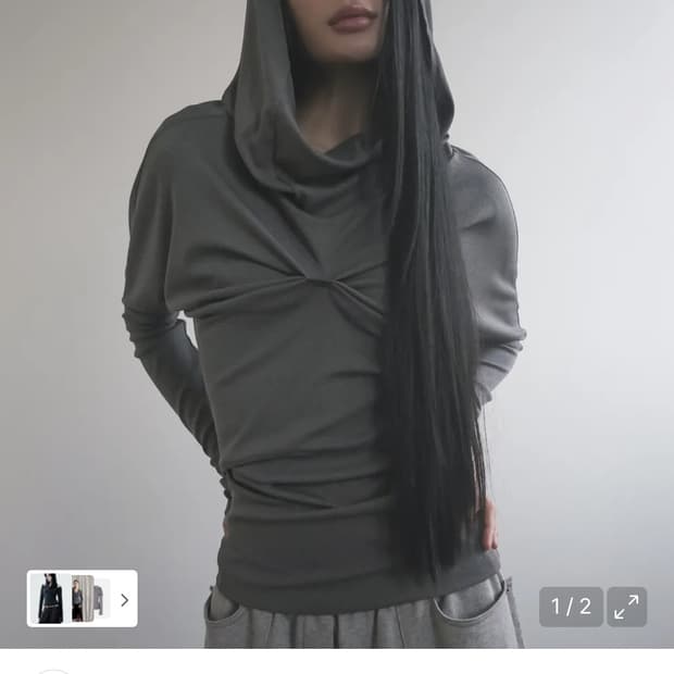도그마엑스 draped hoodie long sleeve gray