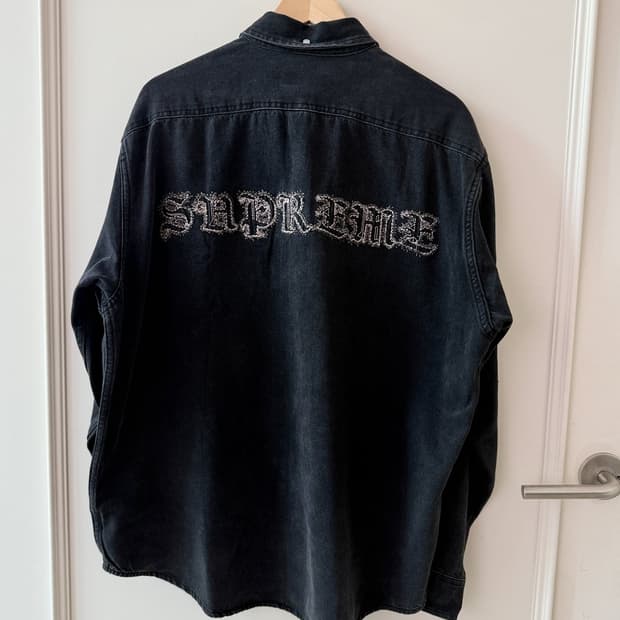 슈프림(SUPREME) 아플리케 데님 셔츠 흑청 XL 25FW