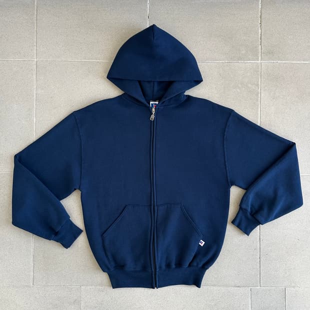 90s 빈티지 러셀 후드집업 네이비 M USA