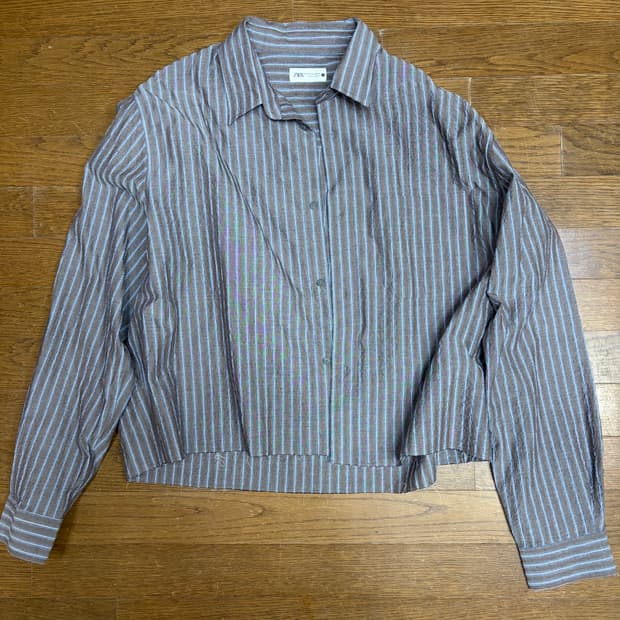 자라 스트라이프 크롭 셔츠